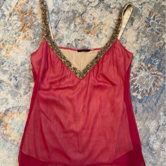 Elie Tahari Red Asymmetrical Embellished Camisole - Picture 1 of 5
